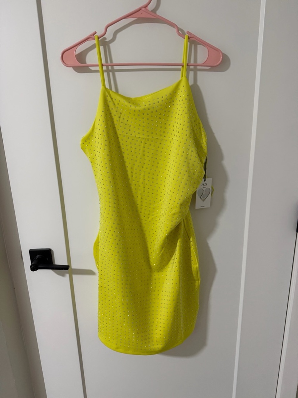 Neon Yellow Embellished Slip Dress